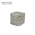 Modern Style Square Shape Patchwork Fabric Pouf Ottoman